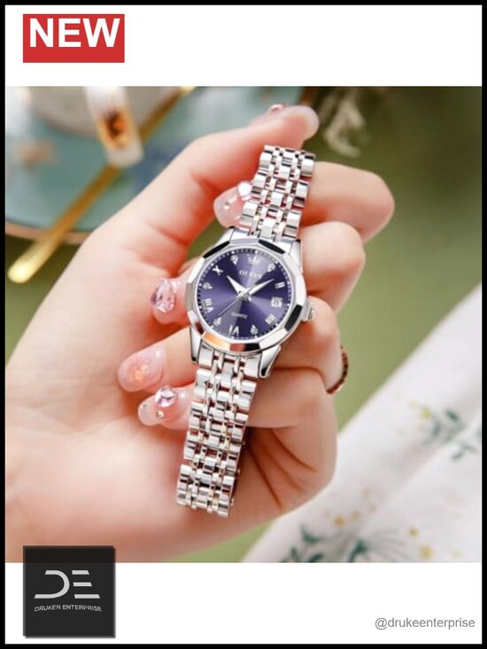 Stainless Steel Women\'s Quartz Wrist Watch with Butterfly Clasp, 27mm main image 5